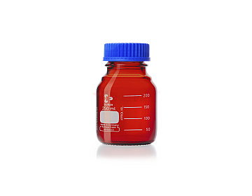 Chai thủy tinh phòng thí nghiệm DURAN® GL 45 màu hổ phách 250 ml, kèm nắp vặn và vòng rót