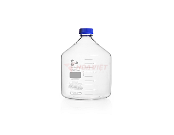 Chai Thủy Tinh DURAN GL45 5000ml Trong Suốt Có Vạch Chia – Kèm Nắp Vặn & Vòng Rót PP
