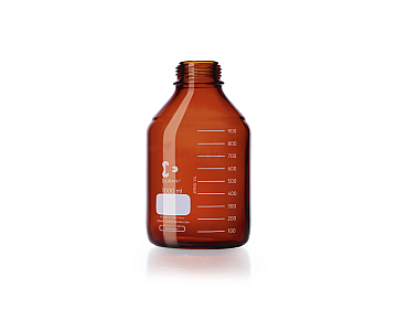 Chai thủy tinh phòng thí nghiệm DURAN® GL45 màu nâu hổ phách 1000ml – Chai thủy tinh borosilicate không nắp