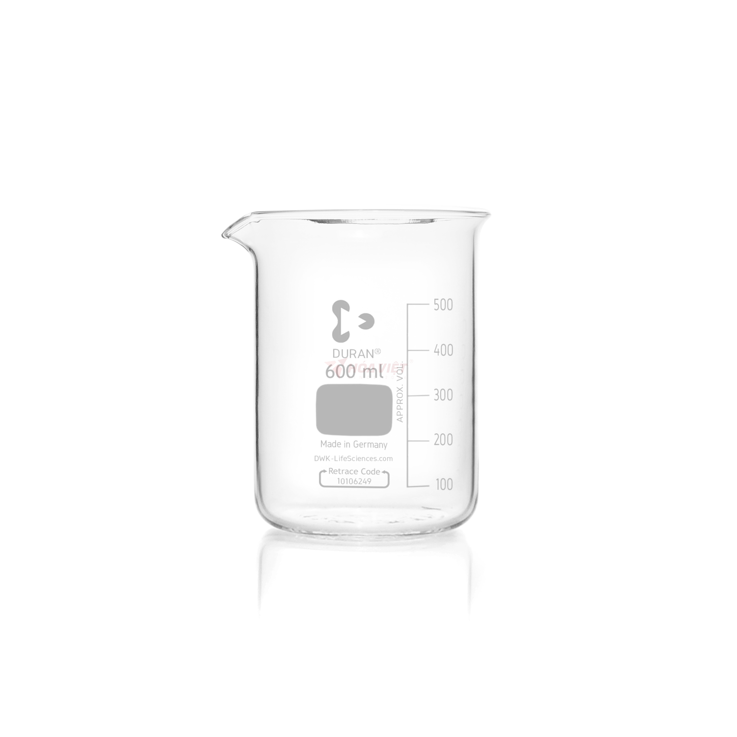 Cốc thủy tinh thí nghiệm DURAN® 600 ml dạng thấp, có vạch chia và mỏ rót