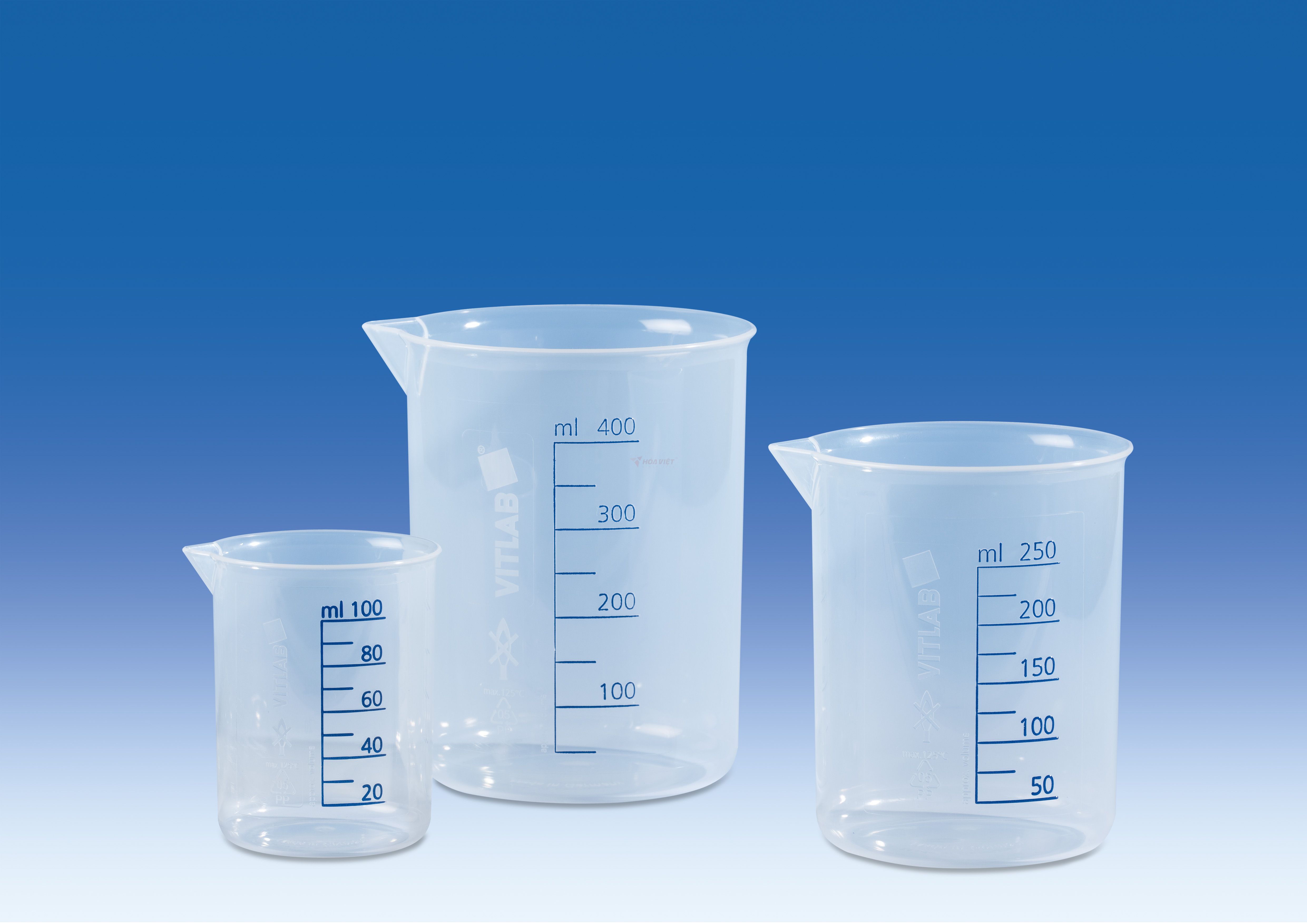 Cốc nhựa PP Vitlab 25ml vạch xanh