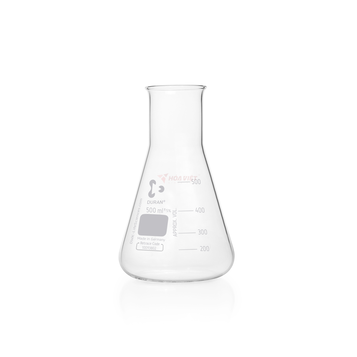 Bình tam giác DURAN® 500 ml cổ rộng, có vạch chia – Erlenmeyer Flask