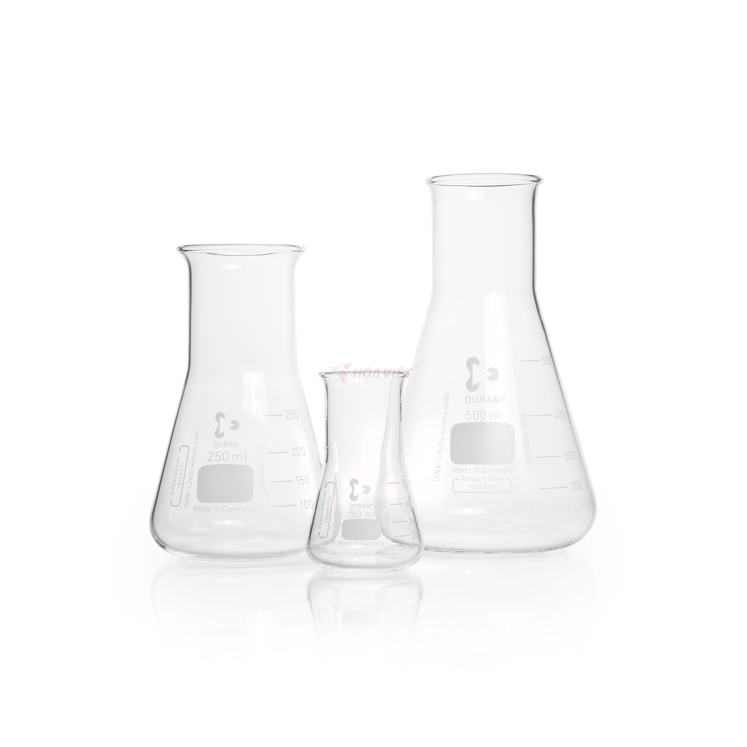 Bình tam giác DURAN® cổ rộng có vạch chia 300 ml (Erlenmeyer Flask)