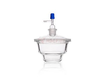 Bình hút ẩm thủy tinh DURAN® DN 250, mặt bích phẳng, nắp có cổng nối chân không NS – Desiccator