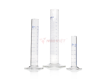 Ống đong thủy tinh DURAN® 25 ml Class A, vạch xanh, đế lục giác – Measuring Cylinder
